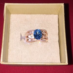 Rose Gold  Neon Apatite Wh. Diamond Simulant Ring